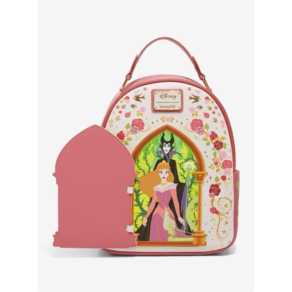 Loungefly Disney Sleeping Beauty Aurora Hinge Portrait Floral Mini Backpack - Picture 7 of 9